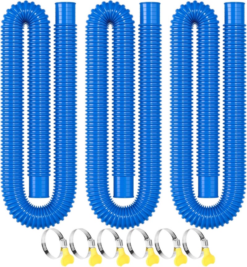 BEWAVE Pool Hose for Above Ground Pools, 3 PACK 1.25" Pool Filter Hoses Accessory Pool Pump Replacement 41 Inch Long with Clamps - Image 1